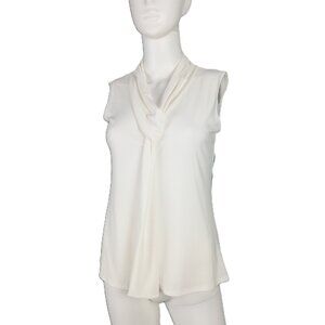 Candid Soul Women's Tie Knot Front Blouse Size Medium Ivory Sleeveless